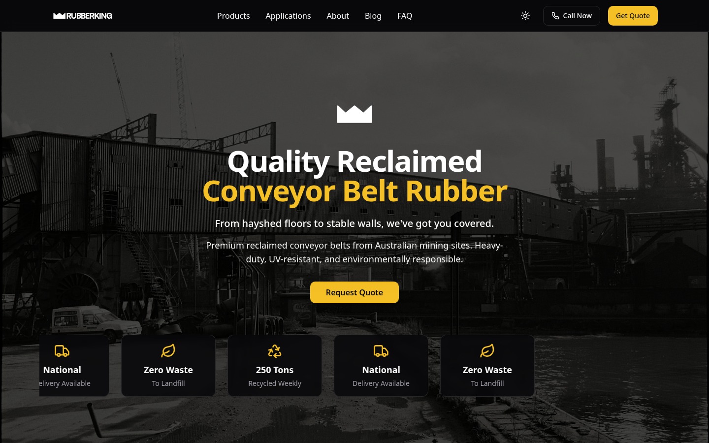 rubber king desktop website