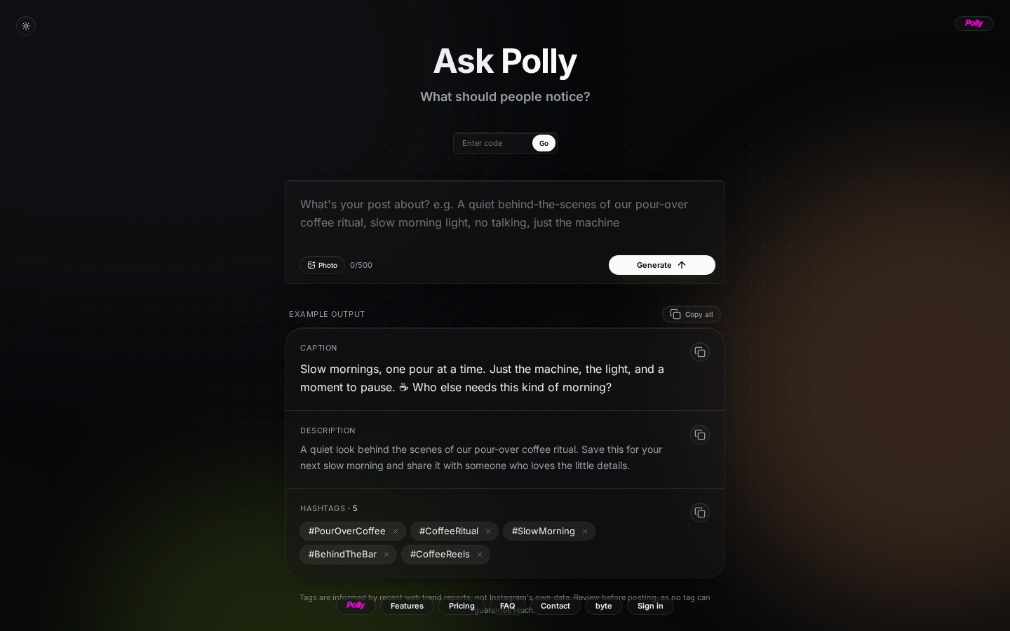 polly desktop website