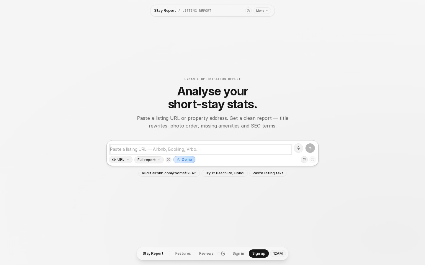 stay report desktop website