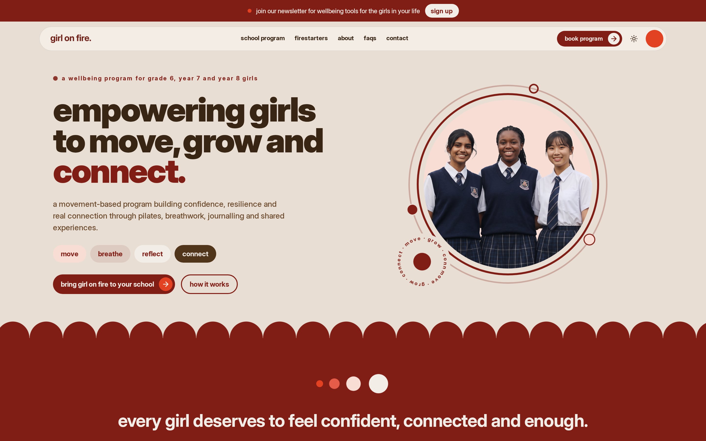 girl on fire desktop website