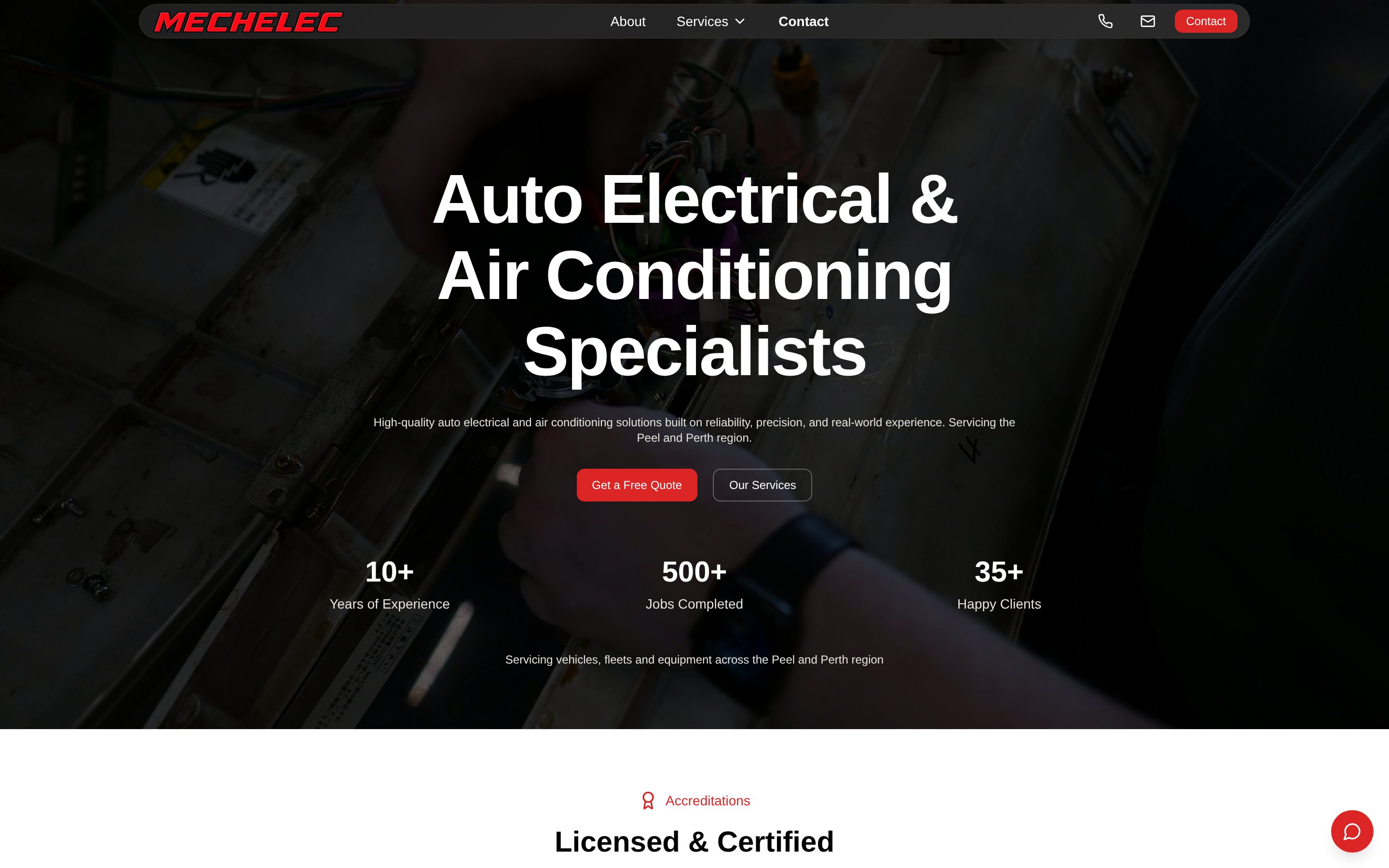 mechelec contracting desktop website