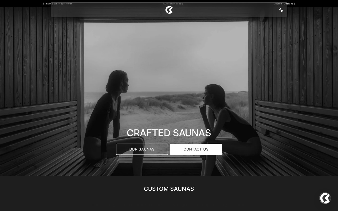 crafted saunas desktop website